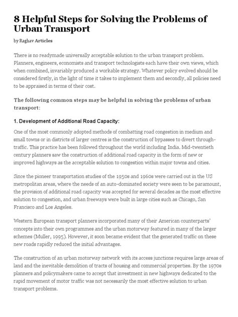 problems of urban transportation|Chapter 8 – Urban Transportation .